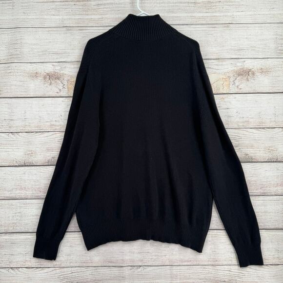 Polo Jeans Co Rib Knit 1/4 Zip Sweater Mens Large Black US Flag Ralph Lauren - Picture 2 of 8